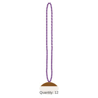 12 Pack Bulk Purple Party Bead Necklaces with Football Medallion