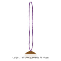 12 Pack Bulk Purple Party Bead Necklaces with Football Medallion