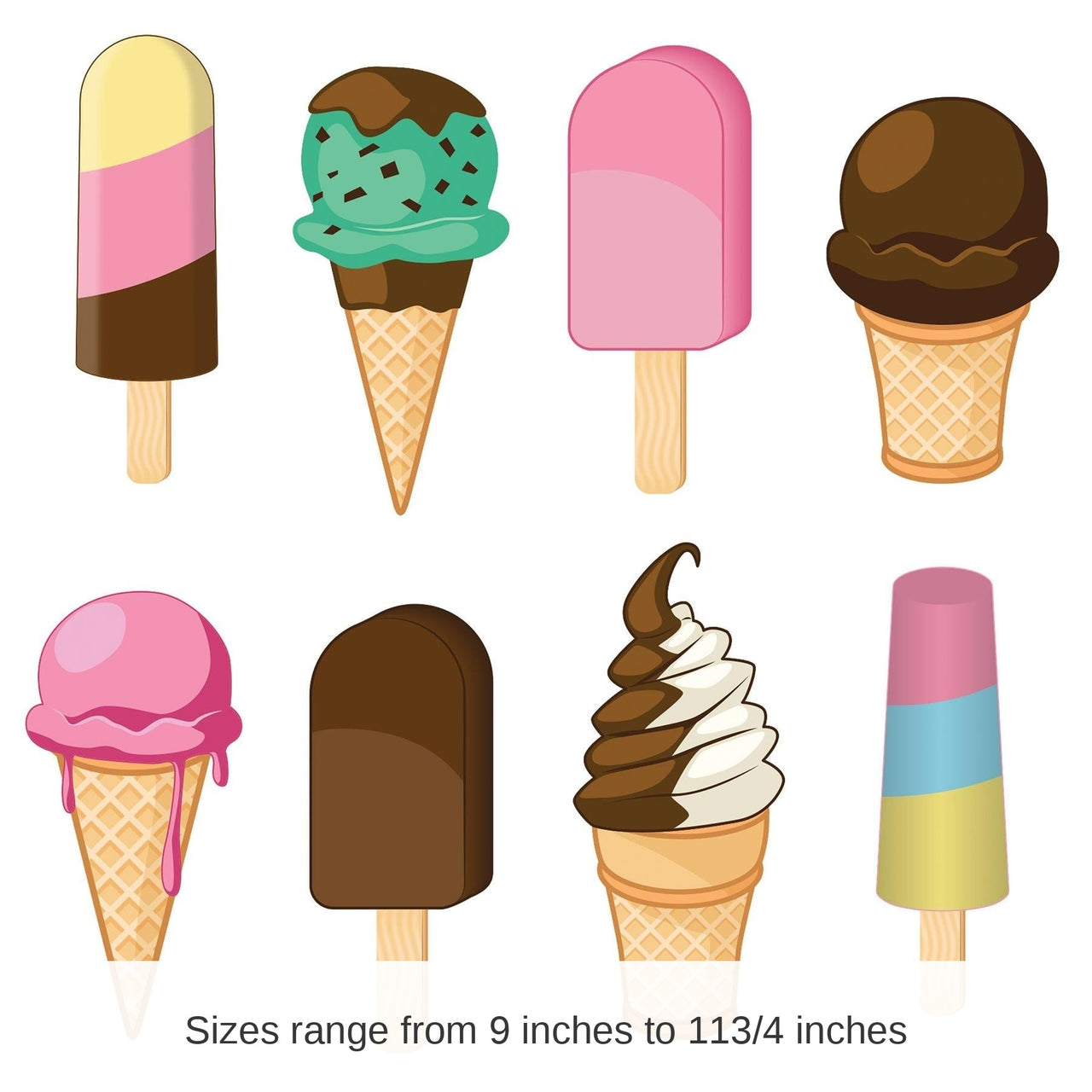 96 Pack Bulk Ice Cream Party Cutouts