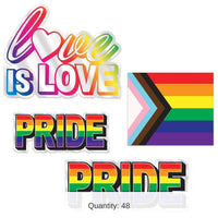 48 Pack Bulk Plastic Pride Party Cutouts
