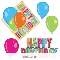 60 Piece Bulk Plastic Happy Birthday Party Cutouts