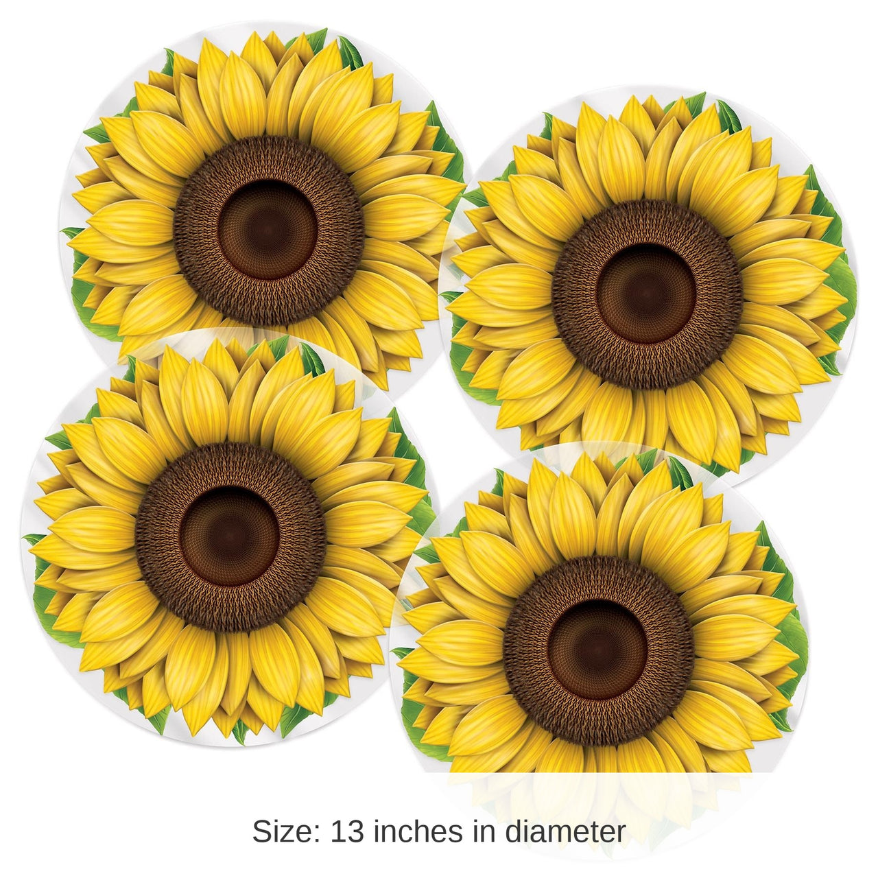 48 Pack Bulk Plastic Sunflower Round Party Placemats