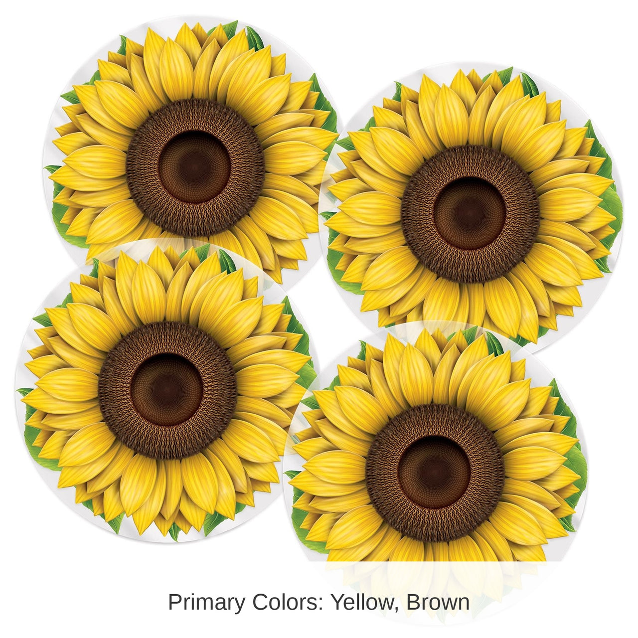 48 Pack Bulk Plastic Sunflower Round Party Placemats