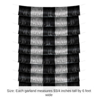 12 Pack Bulk Black and Silver Metallic Party Fringe Garland Backdrop