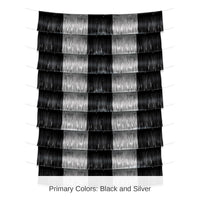 12 Pack Bulk Black and Silver Metallic Party Fringe Garland Backdrop