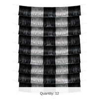 12 Pack Bulk Black and Silver Metallic Party Fringe Garland Backdrop