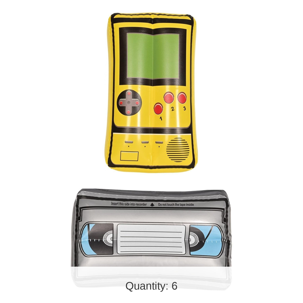 6 Pack Bulk Inflatable VHS Tape & Handheld Game Party Set