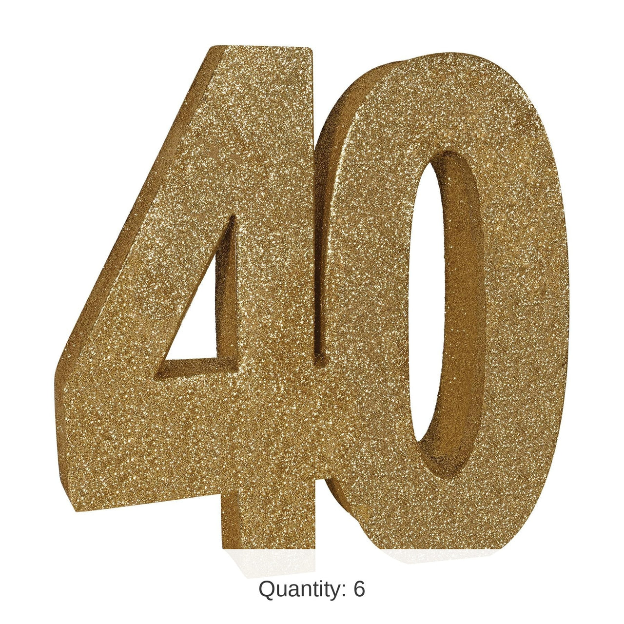 6 Pack Bulk 3-D Glittered 40th Birthday Party Centerpiece