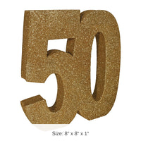 6 Pack Bulk 3-D Glittered 50th Birthday Party Centerpiece