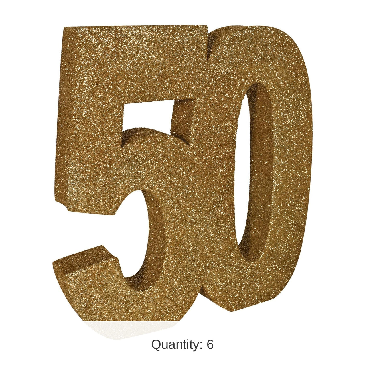 6 Pack Bulk 3-D Glittered 50th Birthday Party Centerpiece