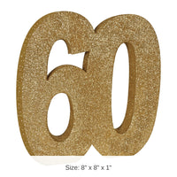 6 Pack Bulk 3-D Glittered 60th Birthday Party Centerpiece
