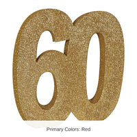6 Pack Bulk 3-D Glittered 60th Birthday Party Centerpiece