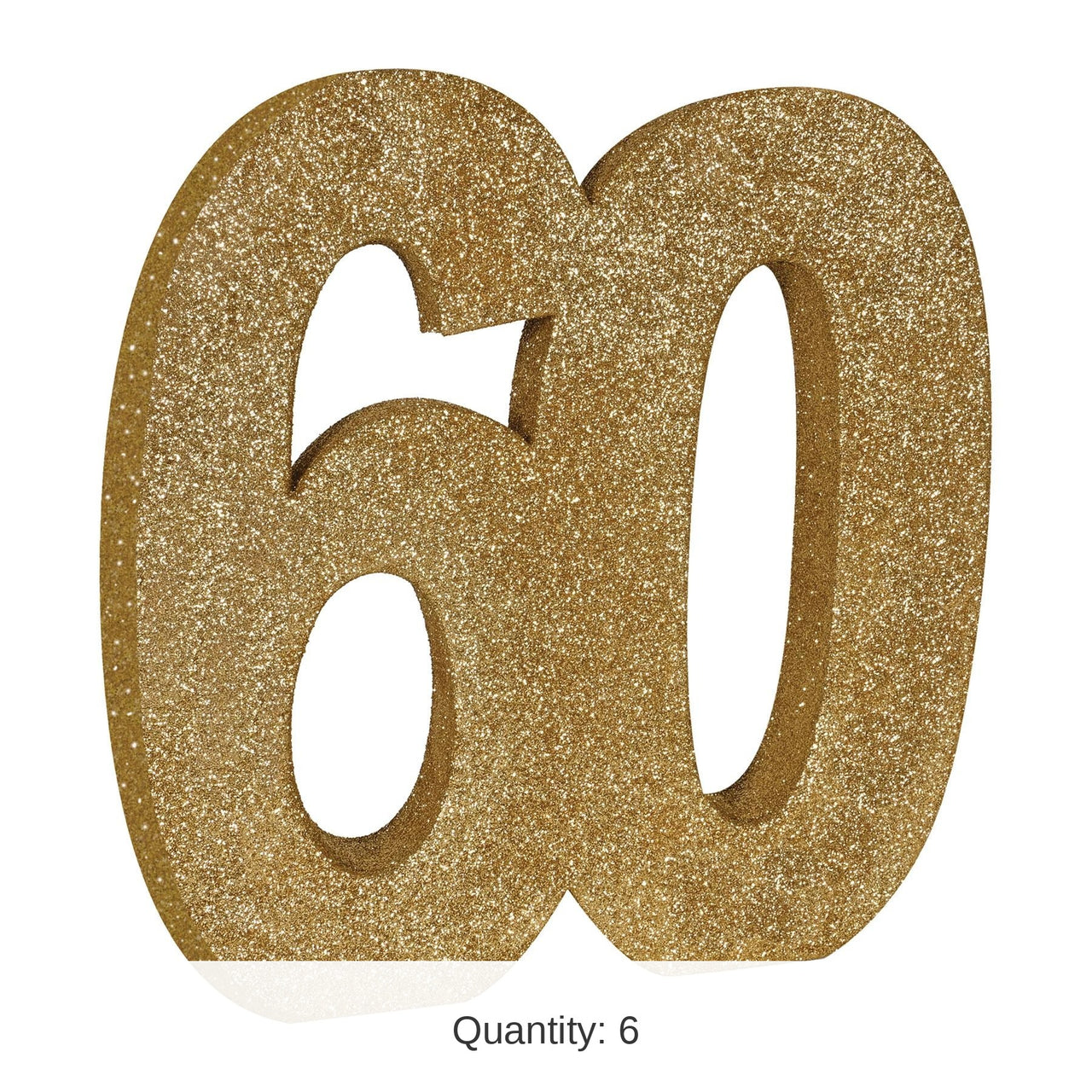 6 Pack Bulk 3-D Glittered 60th Birthday Party Centerpiece
