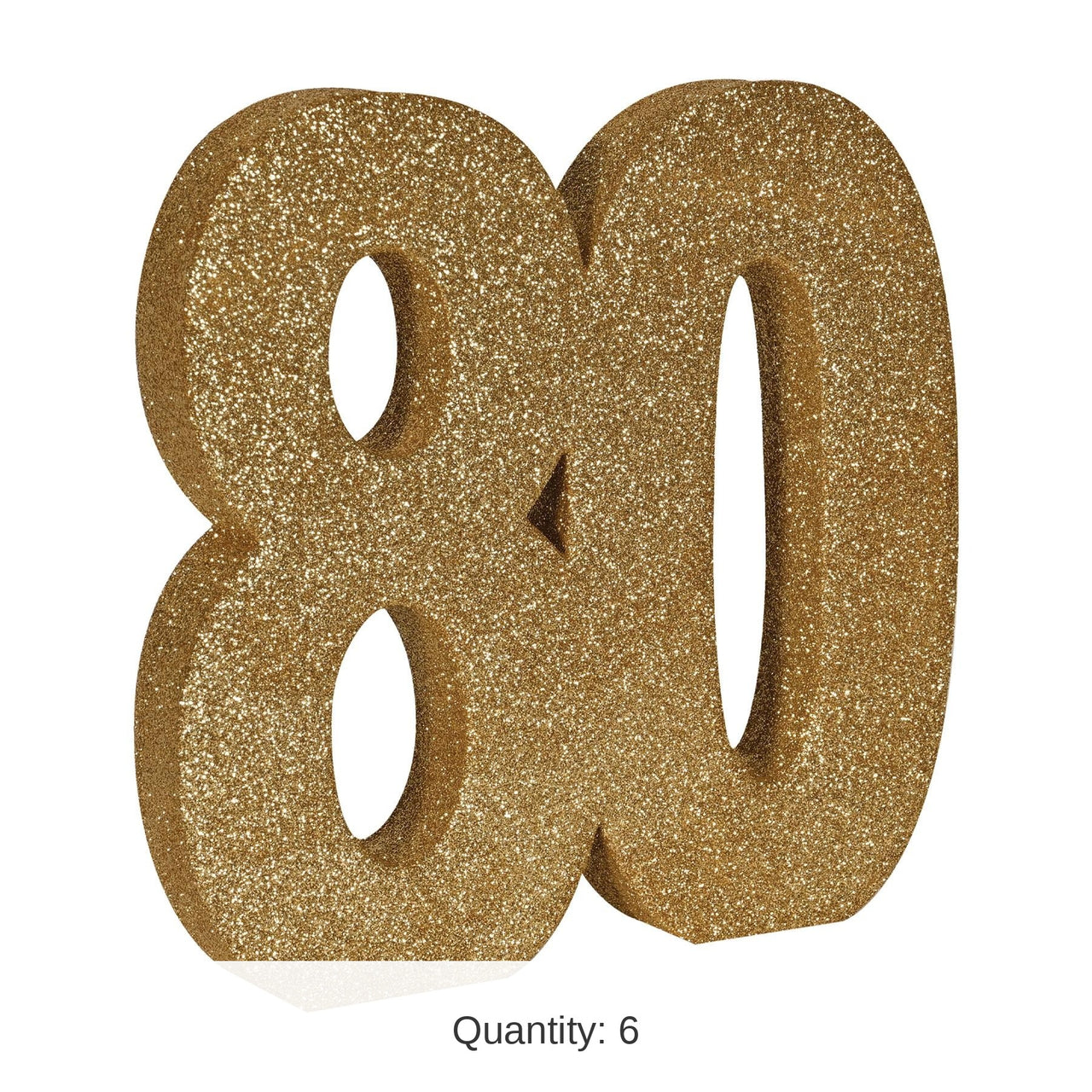 6 Pack Bulk 3-D Glittered 80 Centerpiece gold