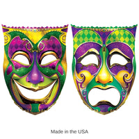 12 Pack Bulk Mardi Gras Jumbo Foil Comedy & Tragedy Face Cutouts