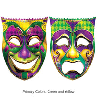 12 Pack Bulk Mardi Gras Jumbo Foil Comedy & Tragedy Face Cutouts