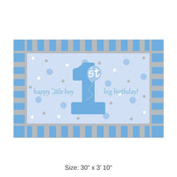 12 Pack Bulk Plastic 1st Birthday Party Floor Mat- Blue