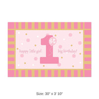 12 Pack Bulk Plastic 1st Birthday Party Floor Mat- Pink