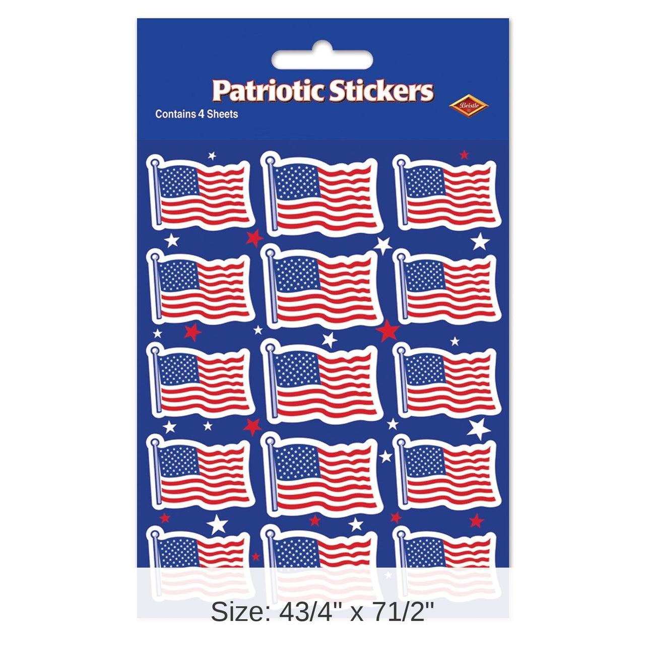 12 Packs Bulk U S Flag Party Stickers 4/Pack