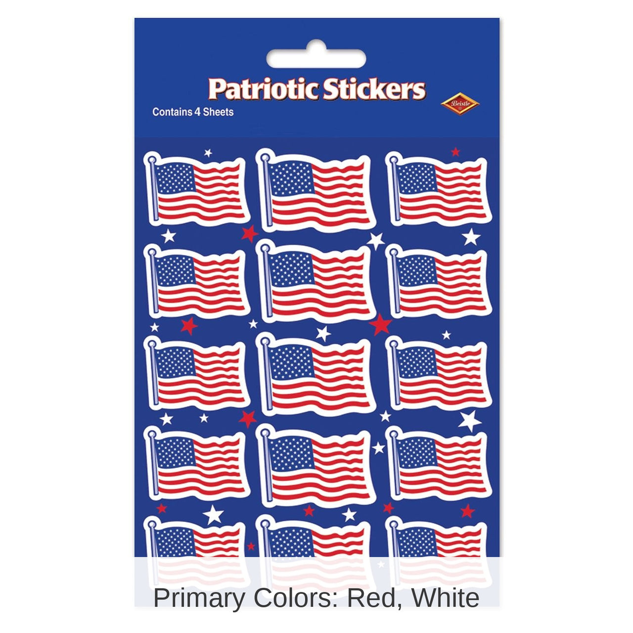 12 Packs Bulk U S Flag Party Stickers 4/Pack