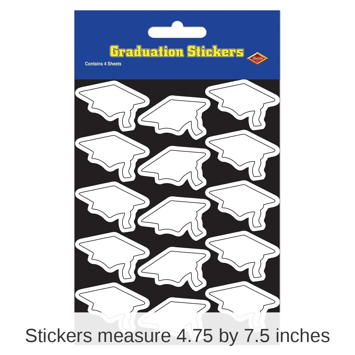 12 Packs Beistle Grad Cap Graduation Party Stickers white 4/Pack