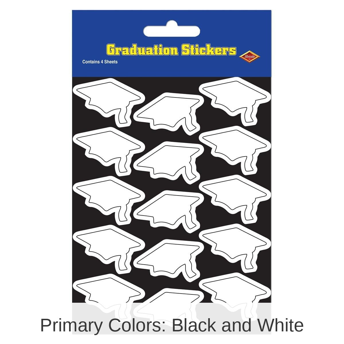 12 Packs Beistle Grad Cap Graduation Party Stickers white 4/Pack