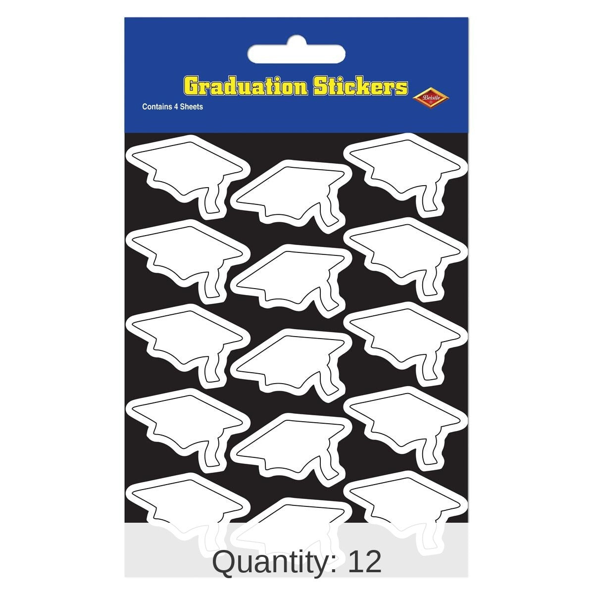 12 Packs Beistle Grad Cap Graduation Party Stickers white 4/Pack
