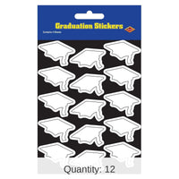 12 Packs Beistle Grad Cap Graduation Party Stickers white 4/Pack