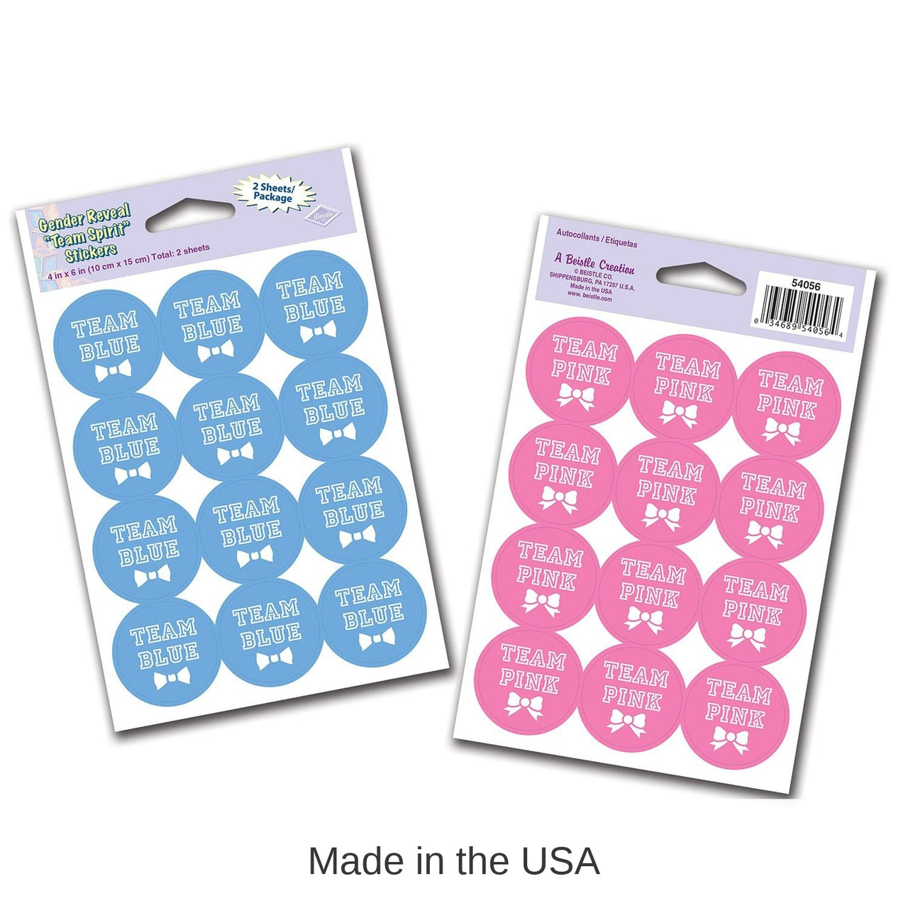 24 Pack Bulk Team Blue/Team Pink Stickers