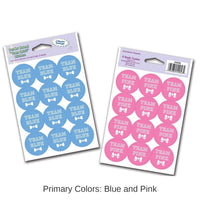 24 Pack Bulk Team Blue/Team Pink Stickers