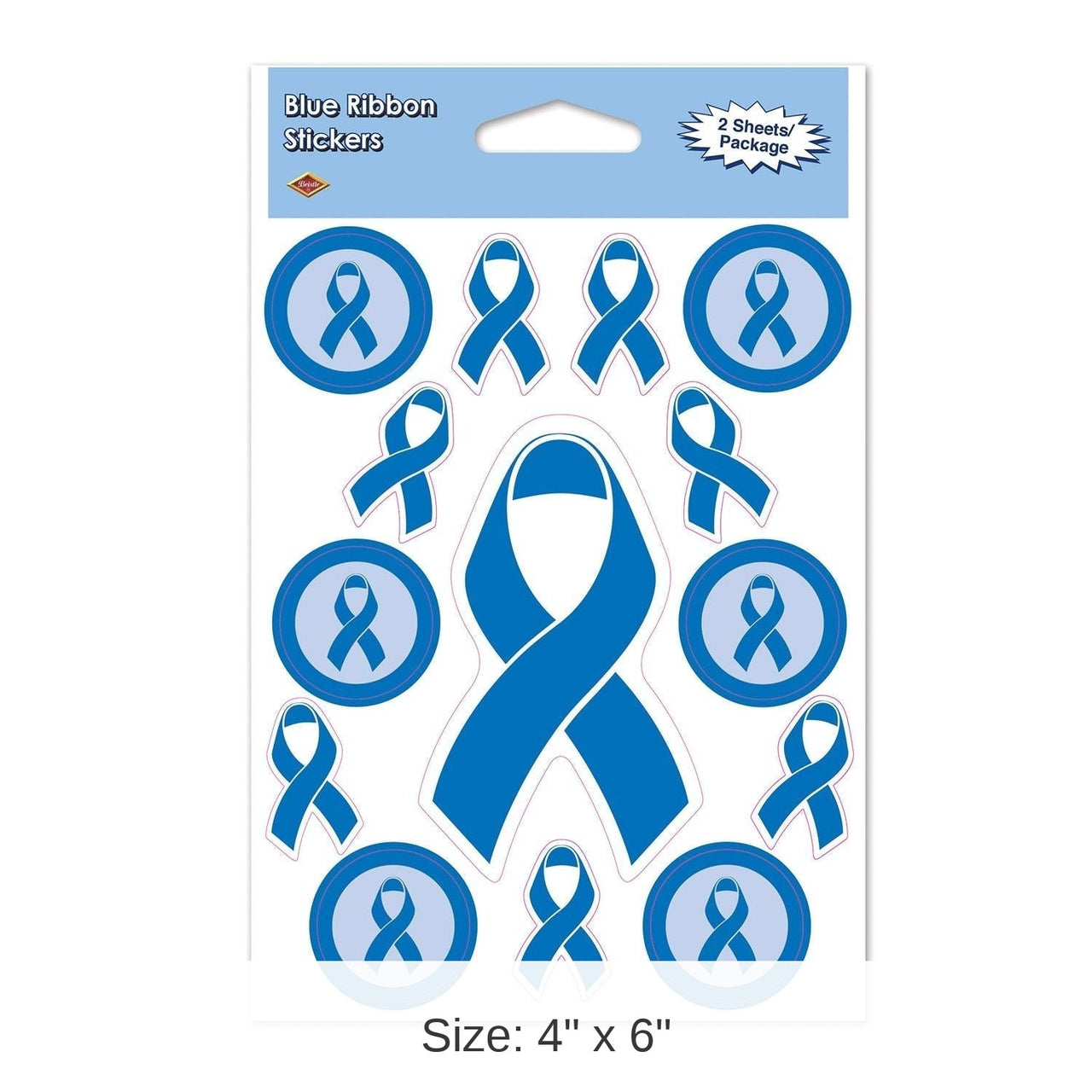 24 Pack Bulk Blue Ribbon Party Stickers