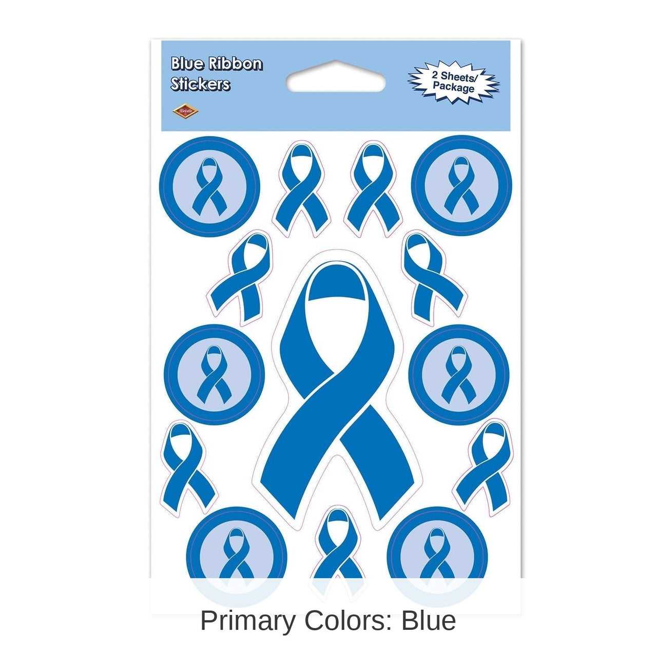 24 Pack Bulk Blue Ribbon Party Stickers