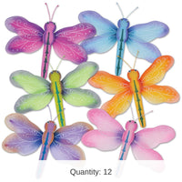 12 Pack Bulk Nylon Dragonfly Party Decoratiom