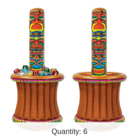 6 Pack Bulk Luau Party Inflatable Tiki Totem Cooler