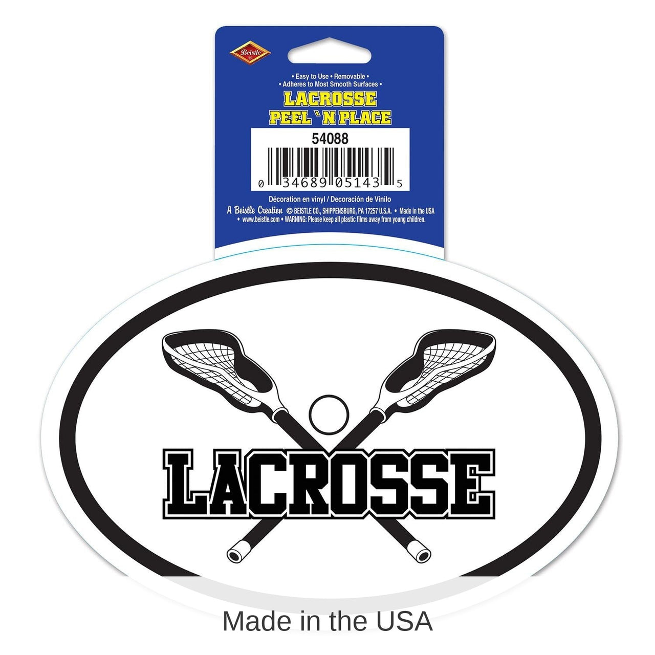 12 Pack Bulk Lacrosse Party Peel 'N Place Clings