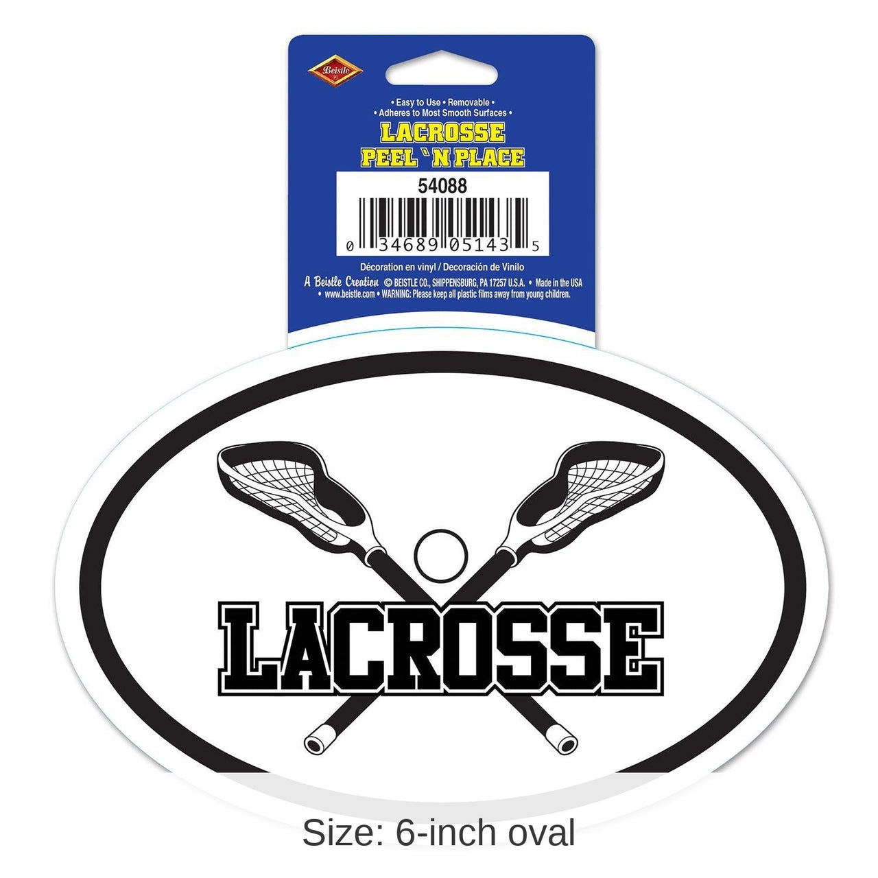 12 Pack Bulk Lacrosse Party Peel 'N Place Clings