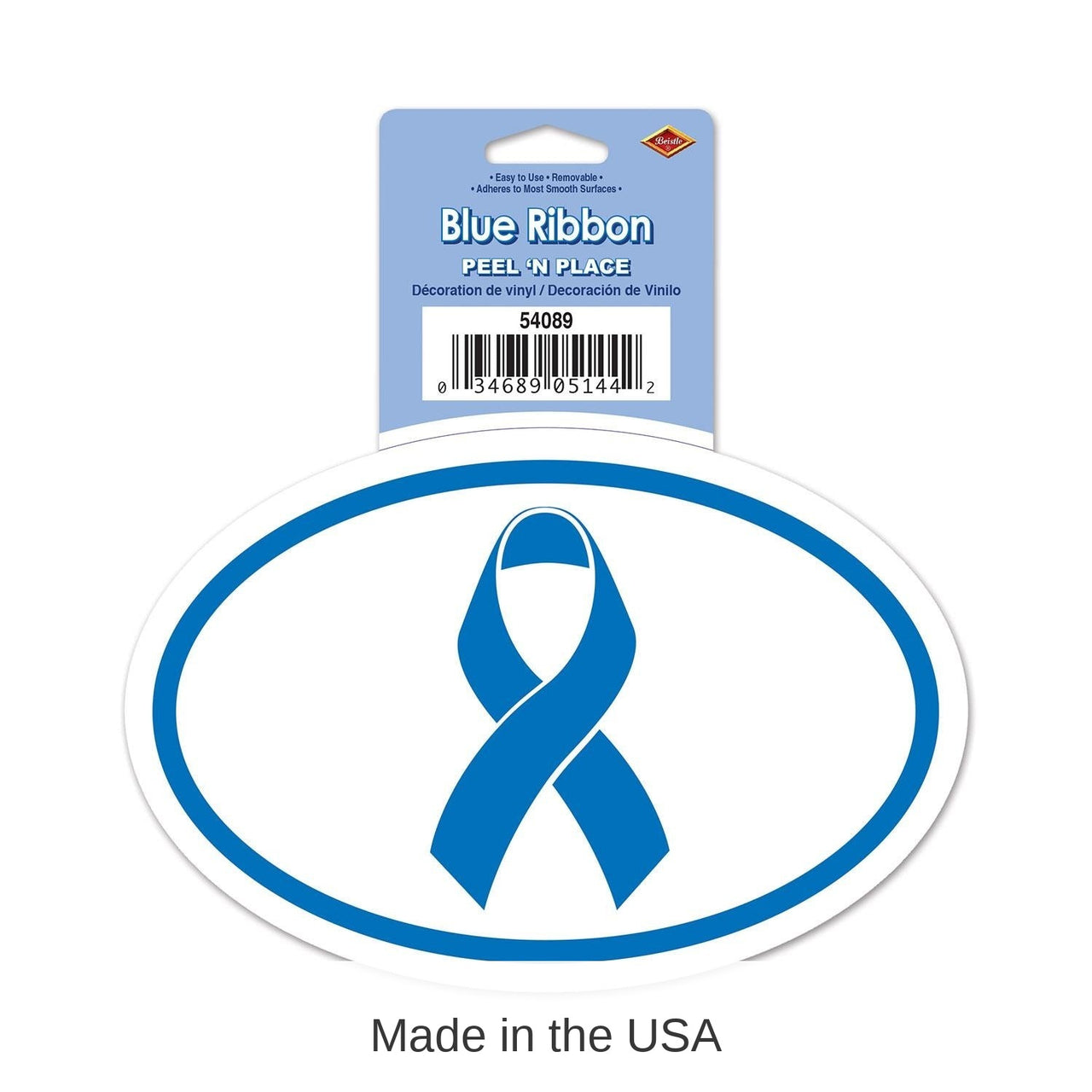 12 Pack Bulk Blue Ribbon Party Peel 'N Place Clings