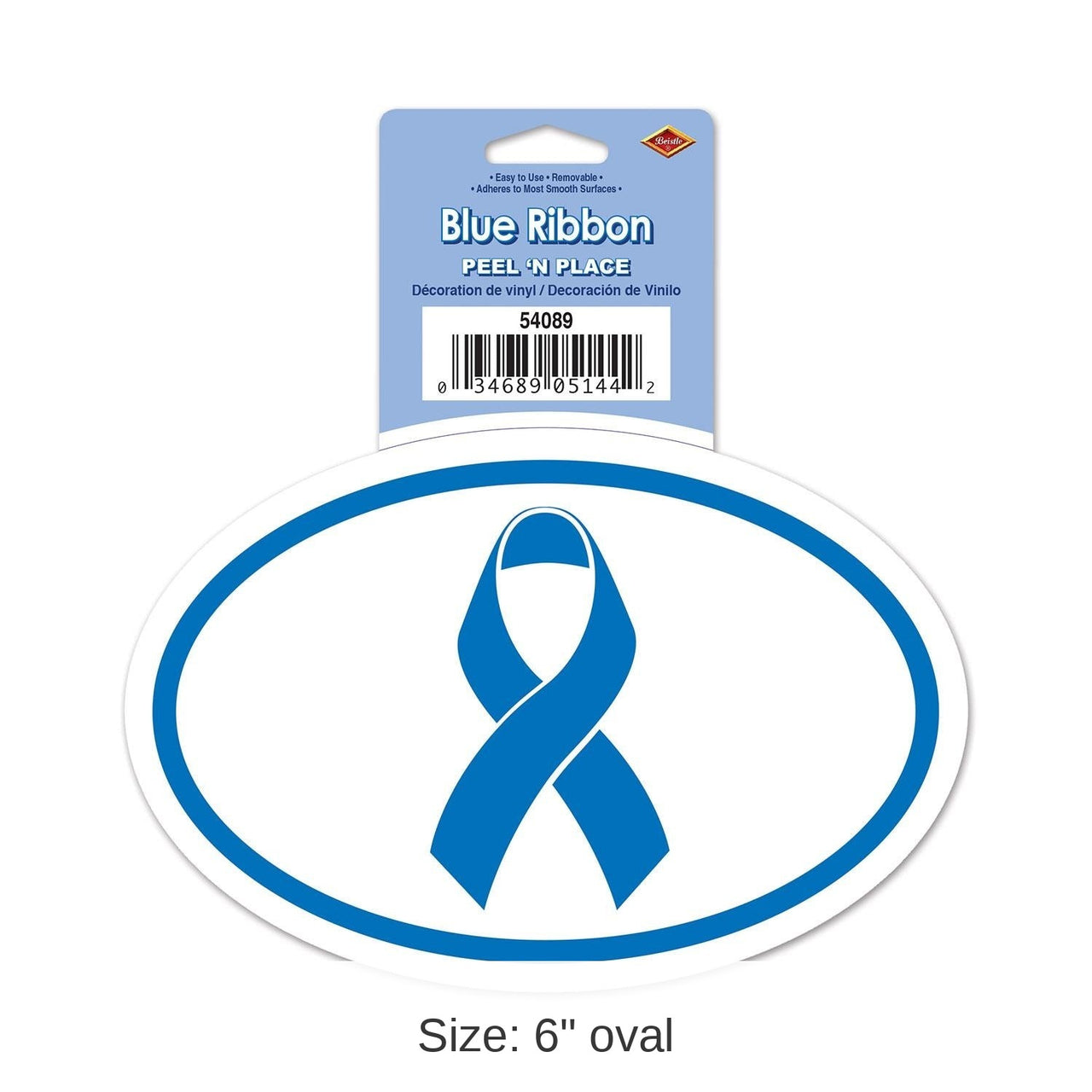 12 Pack Bulk Blue Ribbon Party Peel 'N Place Clings