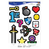 156 Piece Bulk 8-Bit Party Peel 'N Place Clings
