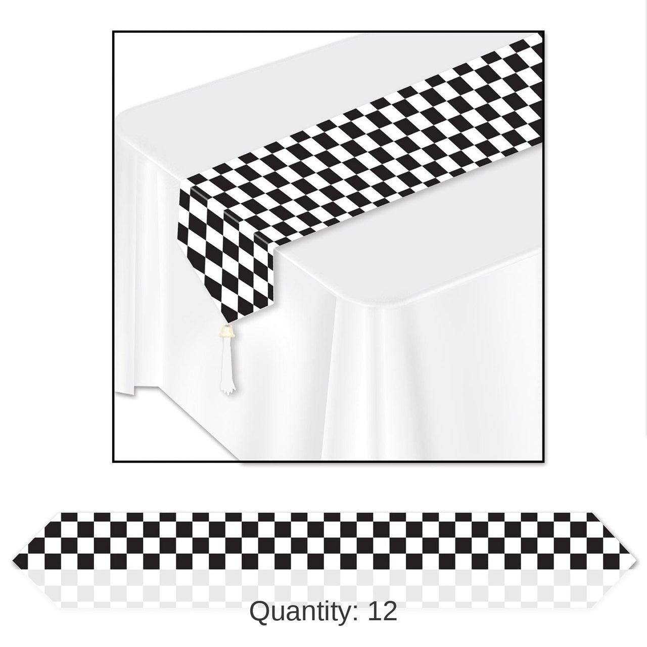 12 Pack Bulk Printed Checkered Paper Party Table Runner