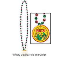 12 Pack Bulk Fiesta Bead Necklaces with Fiesta! Medallion
