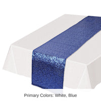 Bulk 12 Pack Bulk Blue Sequined Party Table Runner