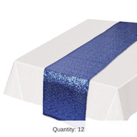 Bulk 12 Pack Bulk Blue Sequined Party Table Runner