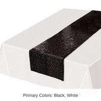 12 Pack Bulk Sequined Party Table Runner - black