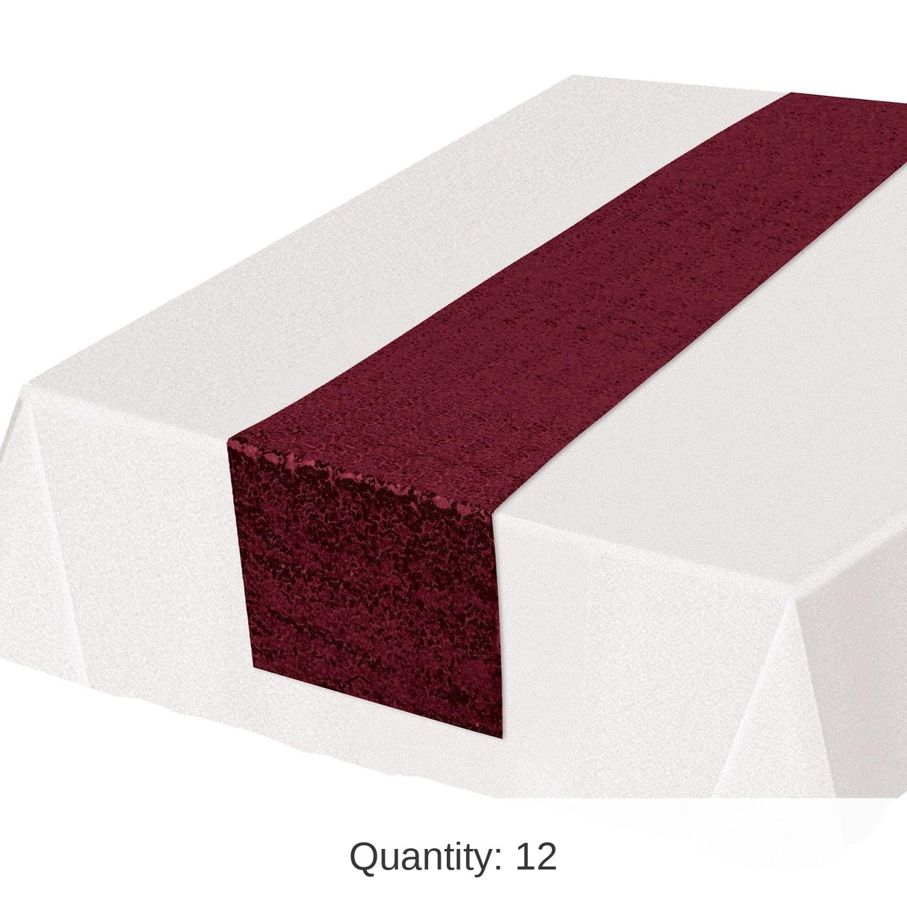 Bulk 12 Pack Bulk Burgundy Sequined Party Table Runner