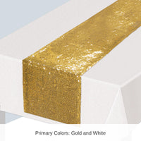 12 Pack Bulk Sequined Table Runner - gold