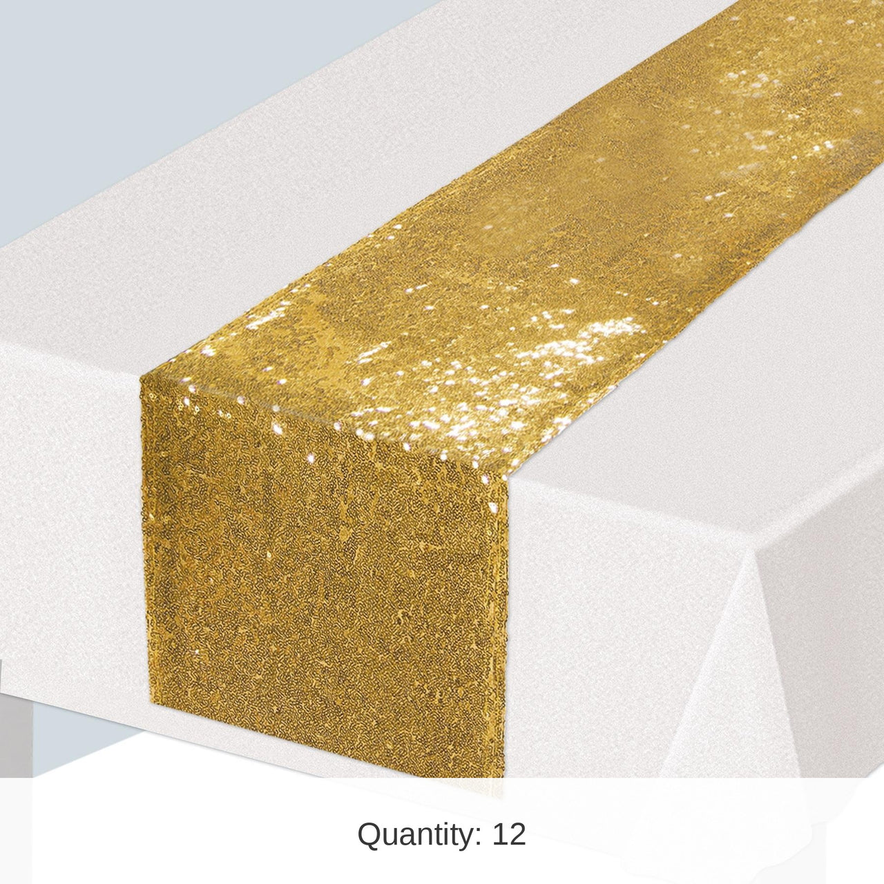 12 Pack Bulk Sequined Table Runner - gold