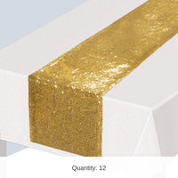 12 Pack Bulk Sequined Table Runner - gold