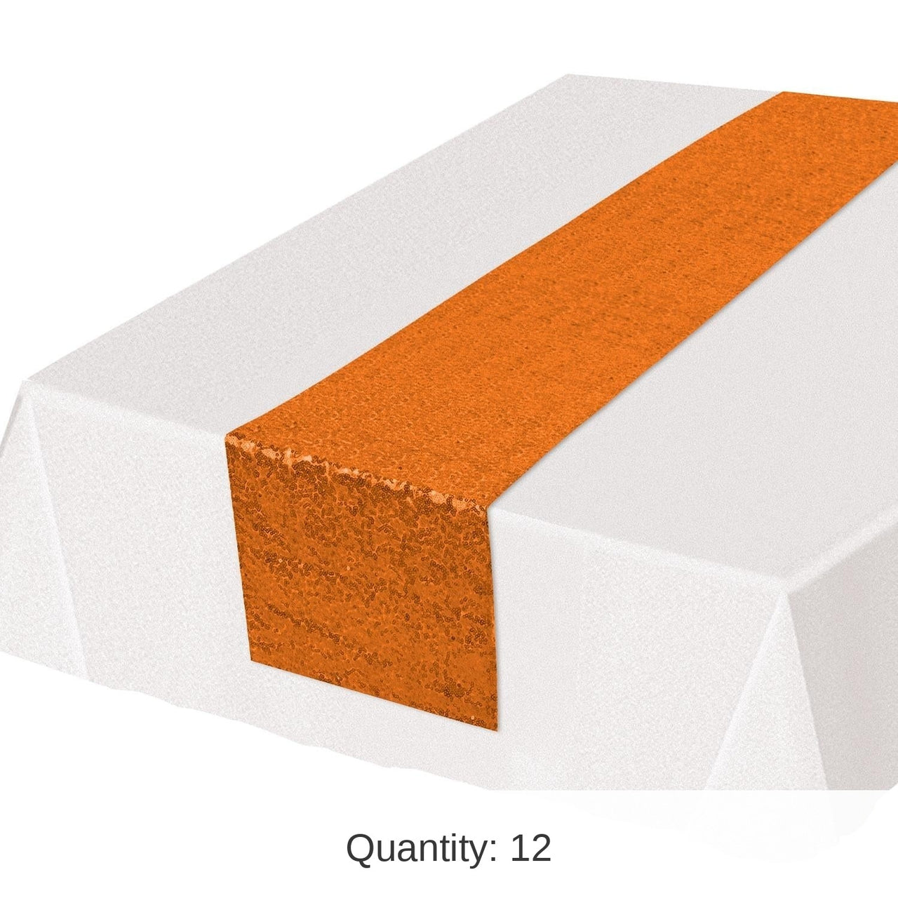 Bulk 12 Pack Bulk Orange Sequined Party Table Runner