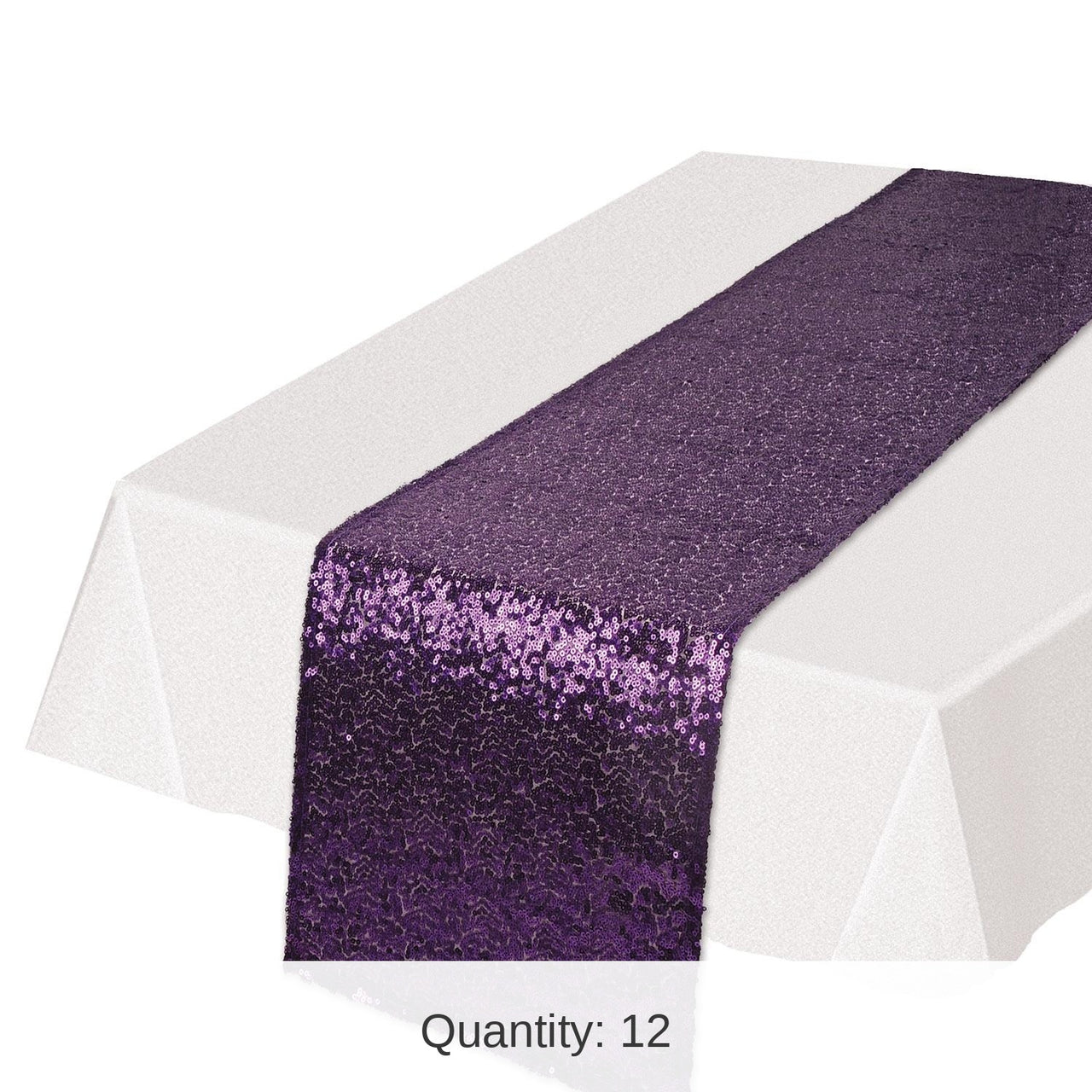 Bulk 12 Pack Bulk Purple Sequined Party Table Runner